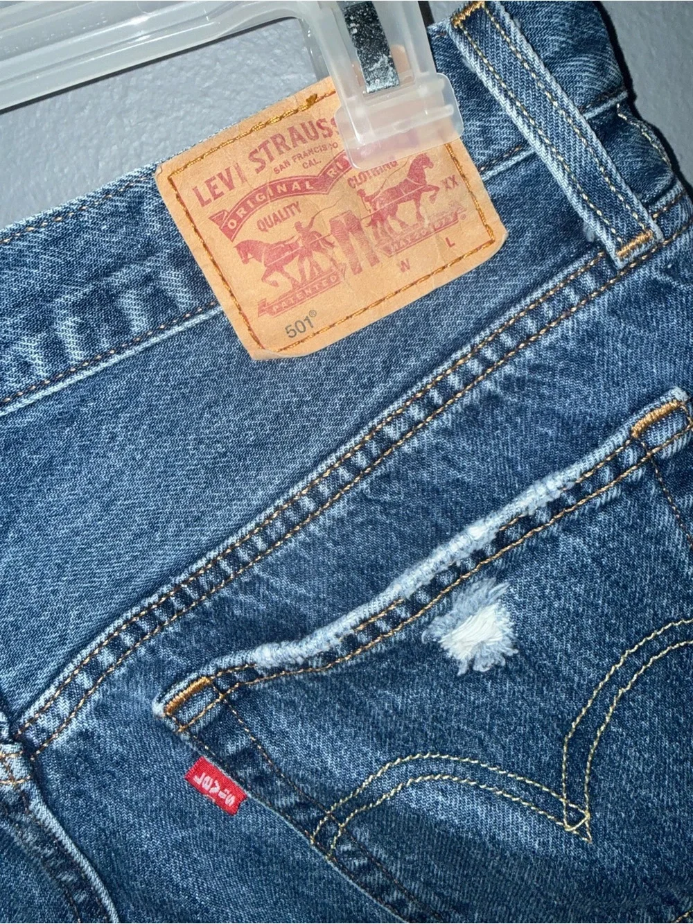 Levi's Light Blue Ripped Denim Cutoff Shorts
